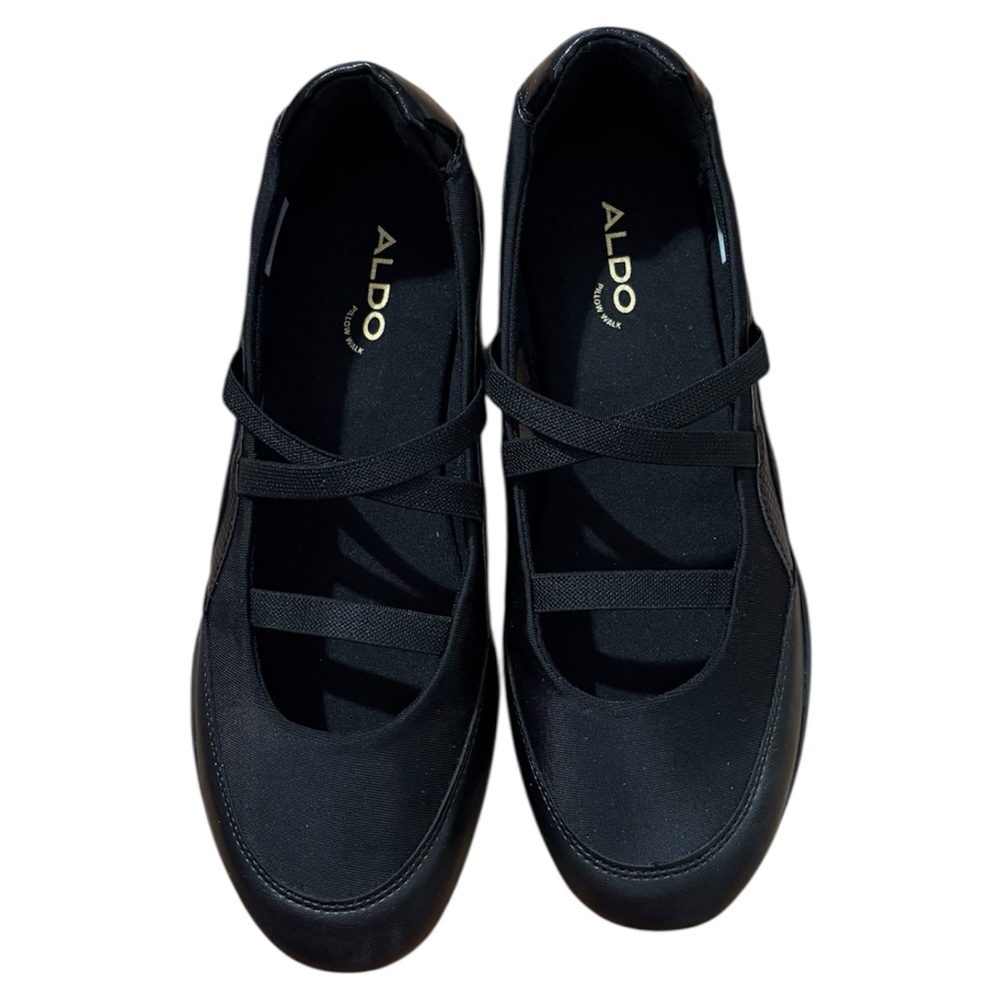 Aldo Black Cross-Strap Ballet Flats